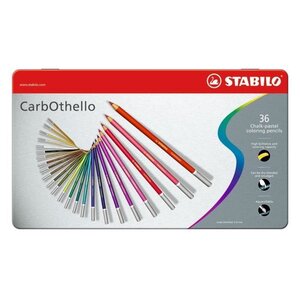 STABILO Boîte métal de 36 crayons de couleur fusain pastel CarbOthello