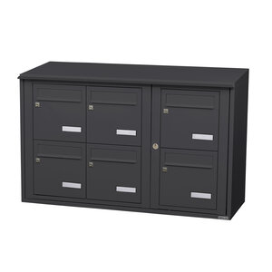 Bloc collectif Leabox 3x2 grade 3 simple face extérieur fixation murale gris anthracite ral 7016 finition brillante