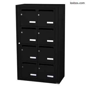 Bloc collectif Leabox 2x4 grade 3 simple face intérieur mural noir 9005 finition brillante