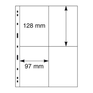 Feuilles Uniplate Lindner noires à 4 poches pour blocs carnets de timbres.