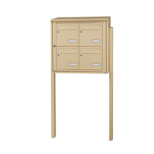 Bloc collectif leabox.com 2x2 grade 3 simple face Extérieur fixation sur pieds à sceller Beige RAL 1001 finition brillante