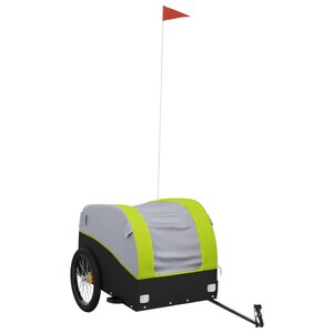 vidaXL Remorque de vélo noir et vert 45 kg fer