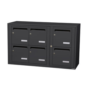 Bloc collectif Leabox 3x2 grade 3 simple face intérieur fixation murale gris anthracite ral 7016 finition brillante