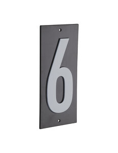 THIRARD - Plaque de signalisation 6 marquage blanc sur fond noir panneau ABS à visser 56x120mm - THIRARD