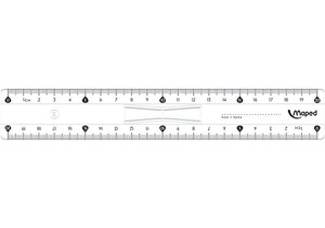 Règle plate double décimètre (20 cm) Essentials Plastique Transparent avec poignée MAPED
