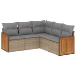 vidaXL Salon de jardin avec coussins 5 Pièces beige résine tressée