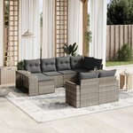 vidaXL Salon de jardin avec coussins 10 Pièces gris clair résine tressée