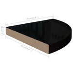 vidaXL Étagères d'angle flottantes 4 Pièces noir brillant 35x35x3 8cm MDF