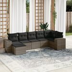 vidaXL Salon de jardin avec coussins 7 Pièces gris résine tressée