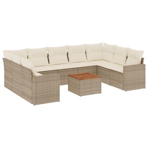 vidaXL Salon de jardin avec coussins 10 Pièces beige résine tressée