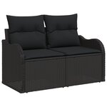 Ensemble de Canapé de Jardin Modulaire de 9 Pièces avec Coussins en Rattan Poly Noir