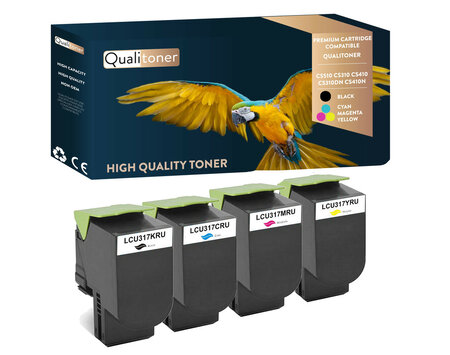 Qualitoner x4 toners cs510 cs310 cs410 cs310dn cs410n (noir + cyan + magenta + jaune) compatible pour lexmark