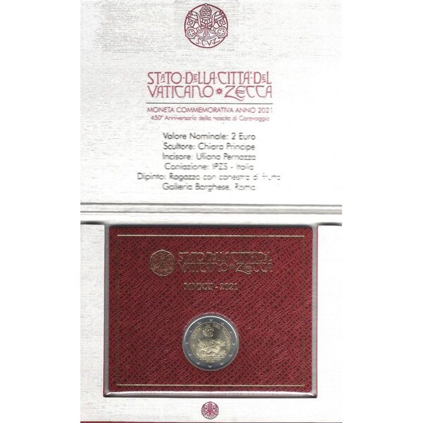 2 euros commémorative Vatican 2021 - Caravage en coffret BU.