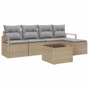vidaXL Ensemble de canapé de jardin 6 Pièces Beige et Gris clair
