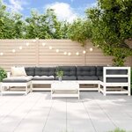 vidaXL Salon de jardin 8 Pièces avec coussins blanc bois massif