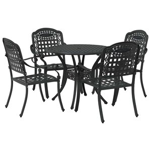 vidaXL Ensemble de salle à manger pour jardin 5 Pièces Noir Aluminium