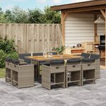 vidaXL Ensemble à manger de jardin 11Pièces avec coussins gris poly rotin