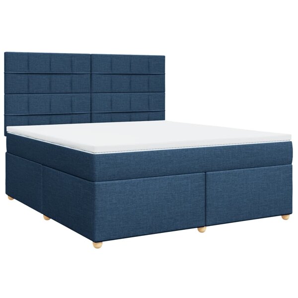 vidaXL Sommier à lattes de lit avec matelas Bleu 180x200 cm Tissu