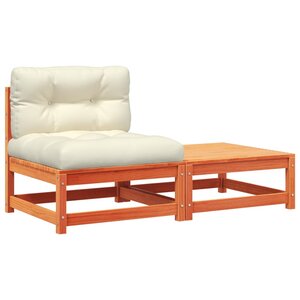 vidaXL Canapé de jardin sans accoudoirs avec coussins et repose-pieds