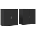 vidaXL Buffets 2 Pièces noir 79x38x80 cm bois d'ingénierie