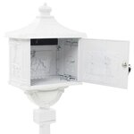 Boîte aux lettres sur pied aluminium vintage antirouille blanc 02_0041552