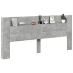 vidaXL Armoire tête de lit avec LED gris béton 220x16 5x103 5 cm