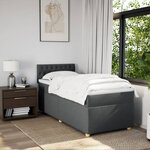 vidaXL Sommier à lattes de lit avec matelas Gris foncé 90x200 cm Tissu