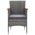 vidaXL Meubles à dîner de jardin et coussins 9 Pièces Poly rotin Gris