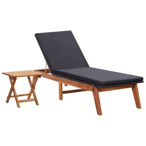 vidaXL Chaise longue avec table Résine tressée et bois d'acacia massif