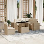 vidaXL Salon de jardin avec coussins 6 Pièces beige résine tressée