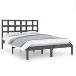 vidaXL Cadre de lit Gris Bois massif 150x200 cm Très grand