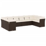 vidaXL Salon de jardin 10 Pièces avec coussins marron résine tressée