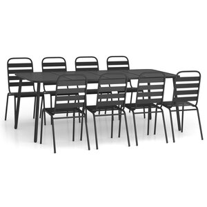 vidaXL Ensemble à manger de jardin 9 Pièces anthracite acier