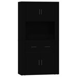 vidaXL Buffet haut Noir Bois d'ingénierie