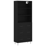 vidaXL Buffet haut Noir 69 5x34x180 cm Bois d'ingénierie