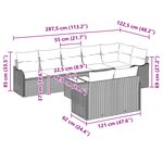 Ensemble de Canapé de Jardin de 9 Pièces avec Coussins Gris Poly Rattan