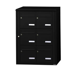 Bloc collectif Leabox 2x3 grade 3 simple face extérieur mural noir 9005 finition brillante