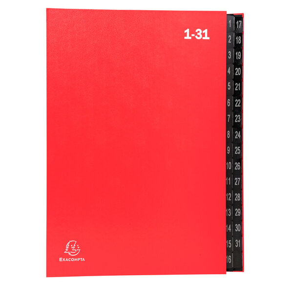 Trieur Ordonator 1-31 32 comp. Rouge 24x32 cm EXACOMPTA