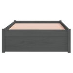 vidaXL Cadre de lit Gris Bois massif 75x190 cm Petit simple
