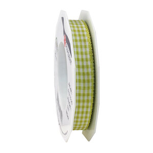 Ruban textile carreau de vichy 20-m-rouleau 15 mm vert citron/blanc