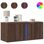 vidaXL Meuble TV mural avec lumières LED chêne marron 80x31x35 cm