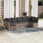 vidaXL Salon de jardin avec coussins 7 Pièces gris résine tressée