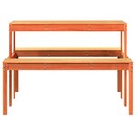 vidaXL Table de pique-nique cire marron 110x134x75 cm bois massif pin