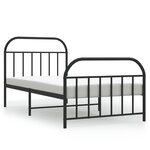 vidaXL Cadre de lit métal avec tête de lit/pied de lit noir 107x203 cm