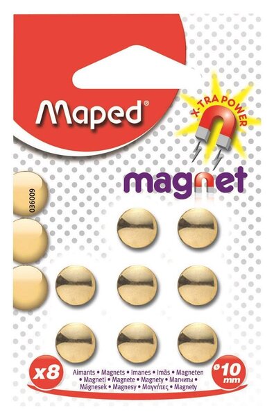 Blister de 8 aimants diamètre 10mm coloris or MAPED