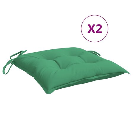 vidaXL Coussins de chaise lot de 2 vert 40x40x7 cm tissu oxford