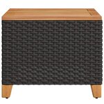 vidaXL Table de jardin noir 45x45x37 cm résine tressée et bois acacia