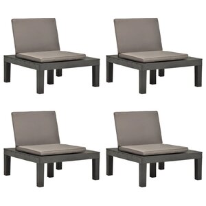 vidaXL Chaises de salon de jardin et coussins 4pc Plastique Anthracite