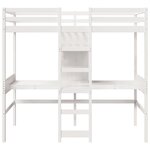 vidaXL Lit mezzanine avec bureau et étagères blanc 90x200cm pin massif