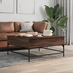 vidaXL Table basse chêne marron 95x95x45 cm bois d'ingénierie et métal